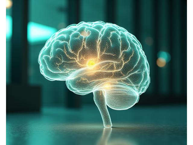 Representación de un cerebro humano con patrones de actividad neural resaltados, simbolizando neuroplasticidad