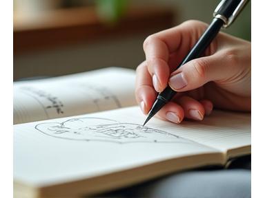 Persona dibujando en un cuaderno, representando la terapia cognitivo-conductual para el insomnio